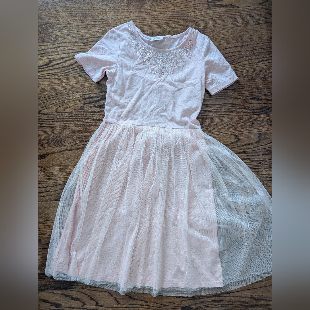 Next Pink Kids Dress with Embellished Neckline
